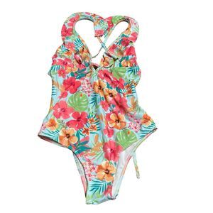 Swimsuit Verano Playa Small Colorful Floral One Piece With Tags Hibiscus